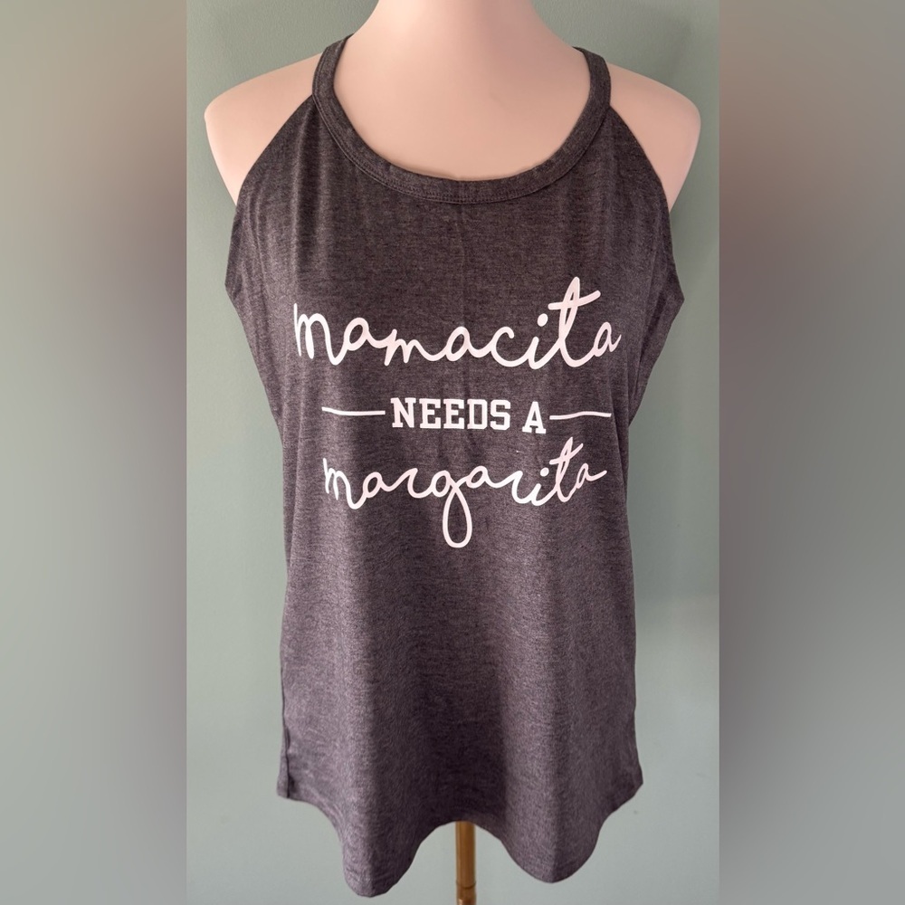 Gray Sleeveless Cut Out Tank Top Large